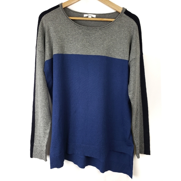 89th & Madison Blue Color Block Sweater A Line - Picture 1 of 8